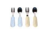 Kinderbestek set RVS (4-delig) lichtblauwbeige